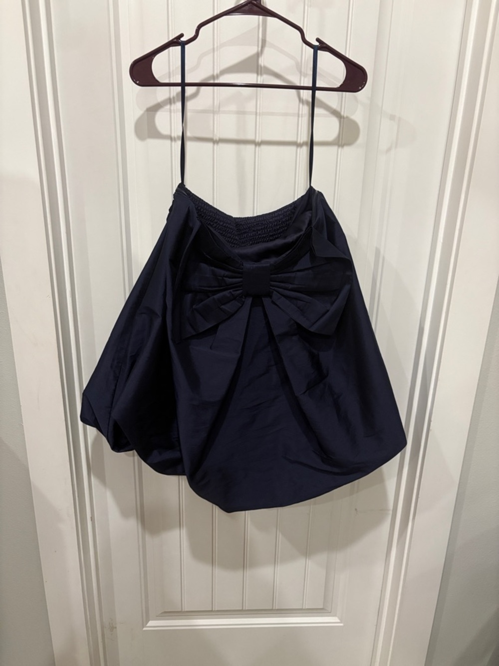 BHLDN Navy Blue Backless Bow Party Dress